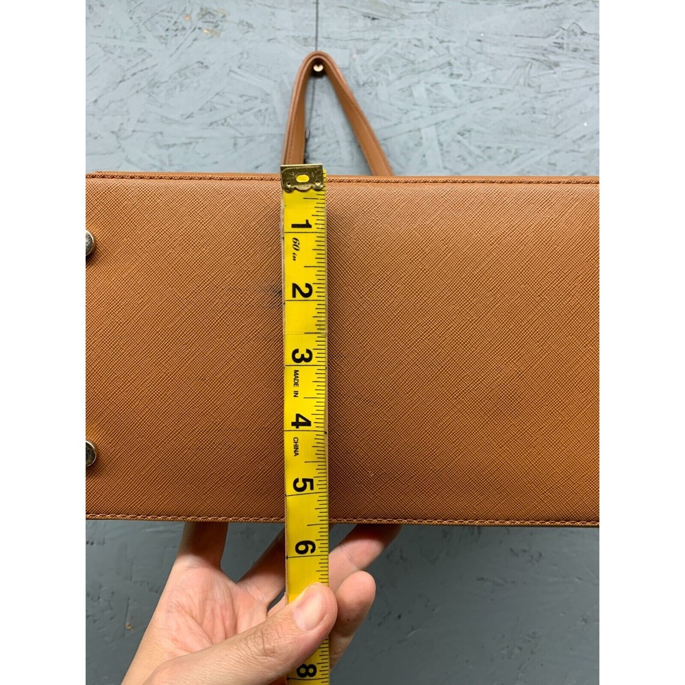 Miztique Tote Bag Brown Faux Leather Gold‎ Handle Accent Structured Shoulder - Picture 14 of 14